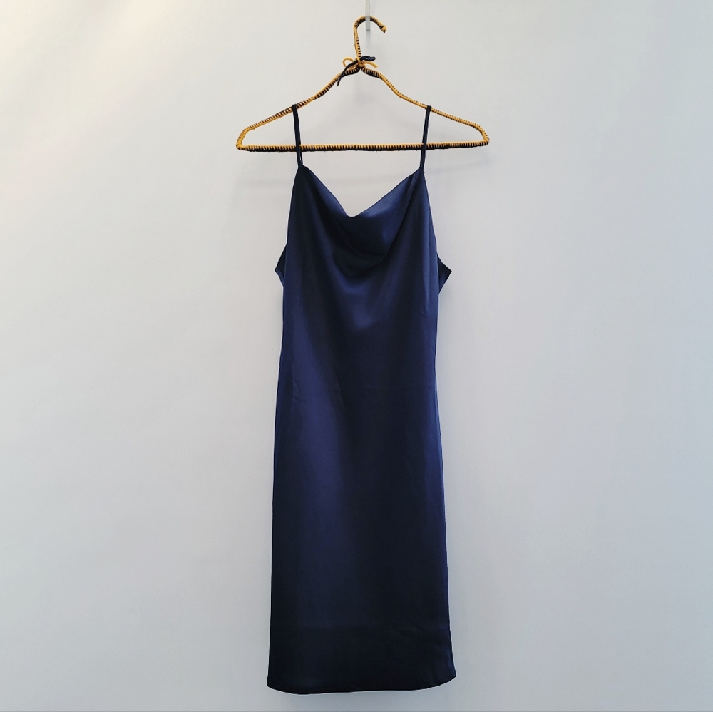UO Mallory Navy Blue Slip Dress Size Small Urban Outfitters 90s Minimalist Mini